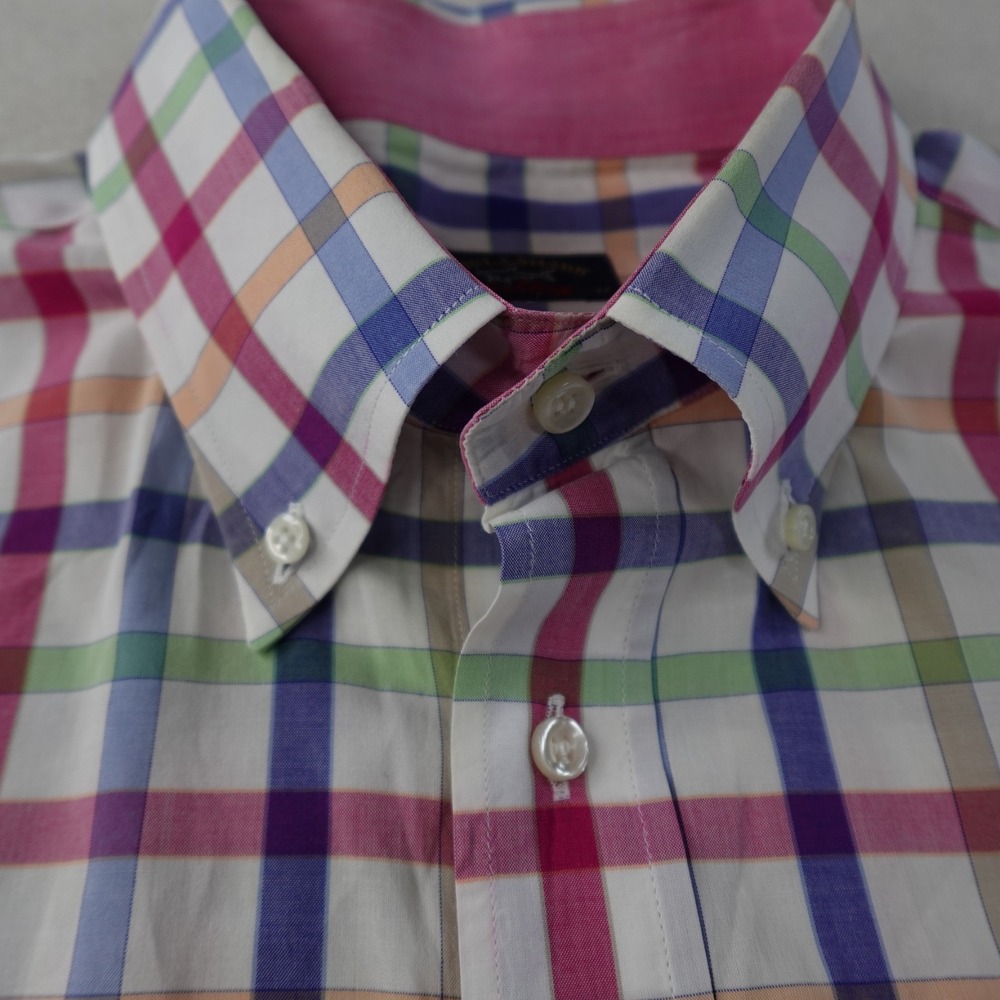 Paul & Shark Yachting Shirt Mens 44 Soft Touch Plaid Button Down Long Sleeve - Picture 7 of 13